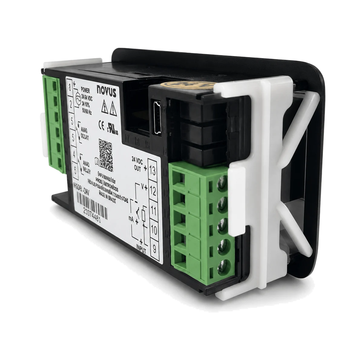 Indicador N1540 NOVUS, versão USB, 24 V, vista perspectiva traseira (SKU 8154000030)