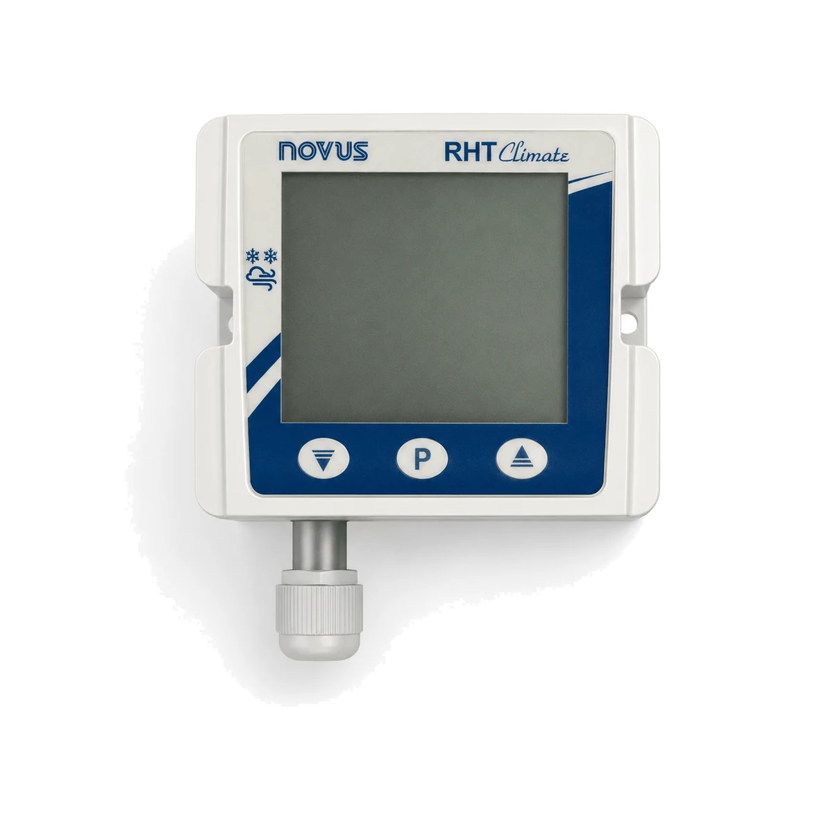 Transmissor de umidade e temperatura RHT Climate NOVUS, versão DM, 150 mm, LCD, vista frontal (SKU 8804111101)