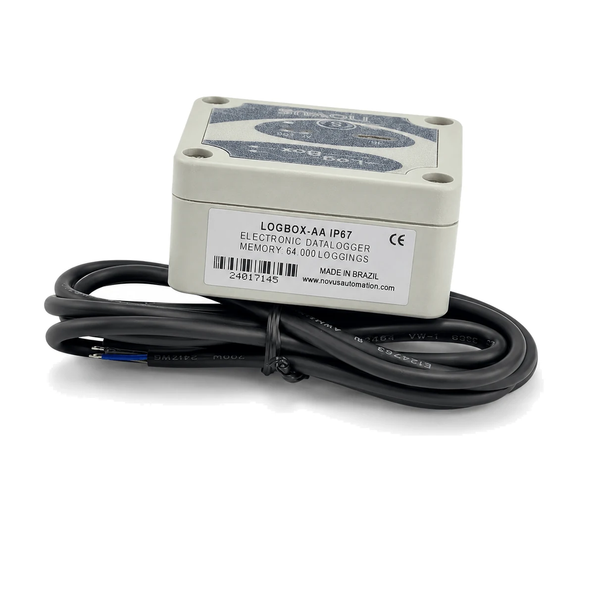 Data logger LogBox-AA NOVUS, versão IP67, vista kit (SKU 8813002011)